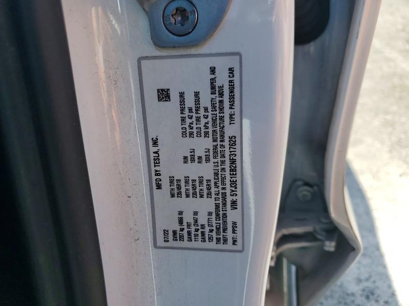 Aukcja sprzedaży 2022 Tesla Model 3, vin: 5YJ3E1EB2NF317625, numer aukcji: 51466946