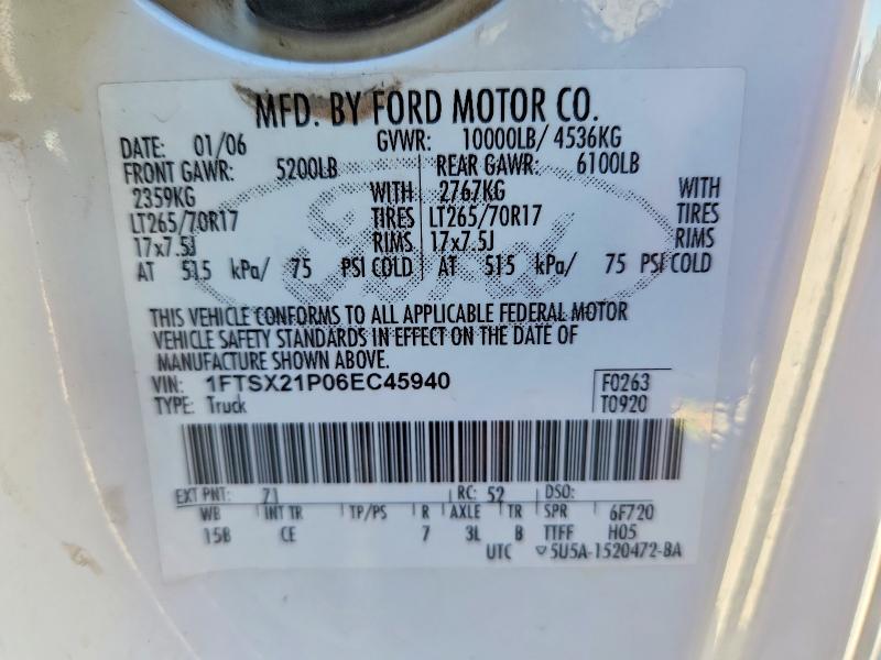 Aukcja sprzedaży 2006 Ford F250, vin: 1FTSX21P06EC45940, numer aukcji: 49754186