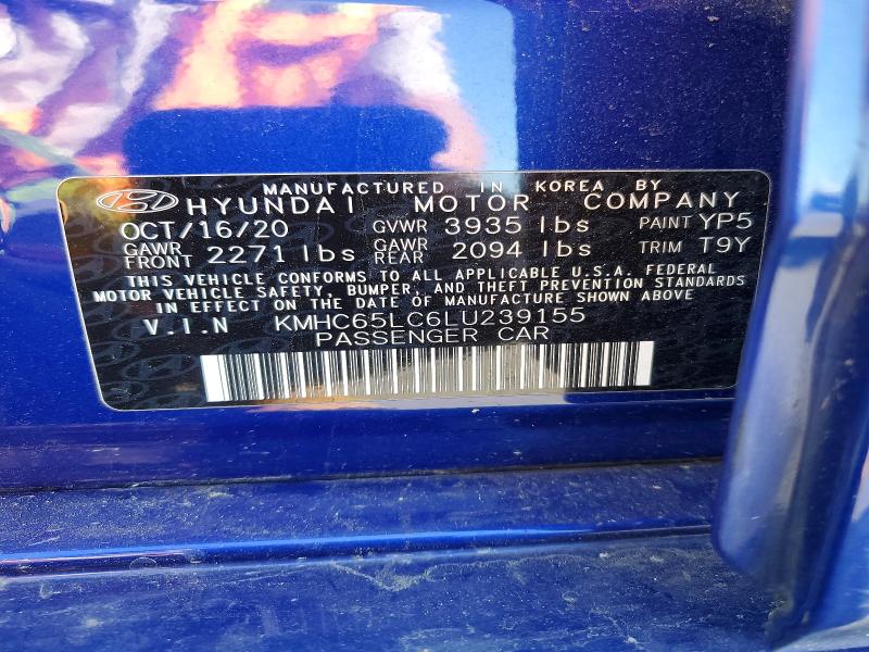 49052826 :رقم المزاد ، KMHC65LC6LU239155 vin ، 2020 Hyundai Ioniq Hybrid مزاد بيع