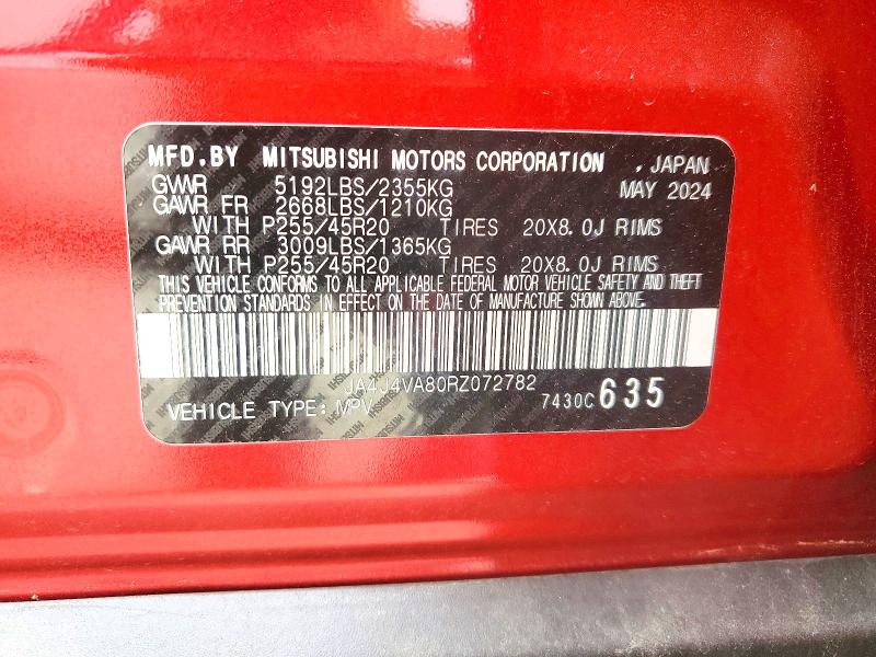 Aukcja sprzedaży 2024 Mitsubishi Outlander, vin: JA4J4VA80RZ072782, numer aukcji: 48698796