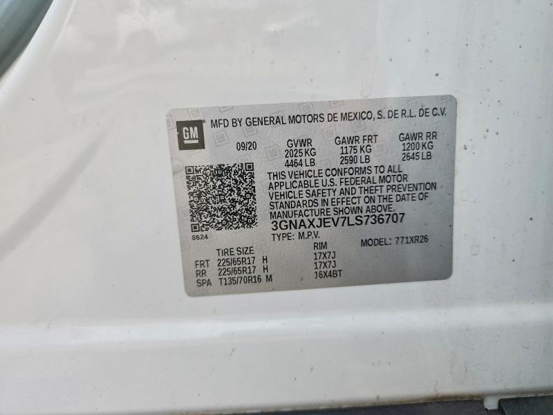 Продаж на аукціоні авто 2020 Chevrolet Equinox, vin: 3GNAXJEV7LS736707, номер лоту: 49646486