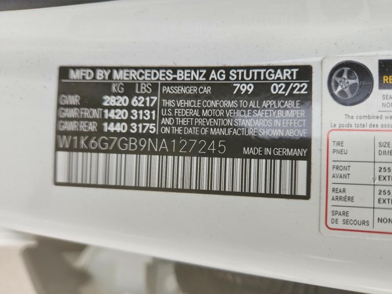Продаж на аукціоні авто 2022 Mercedes-benz S, vin: W1K6G7GB9NA127245, номер лоту: 49742626