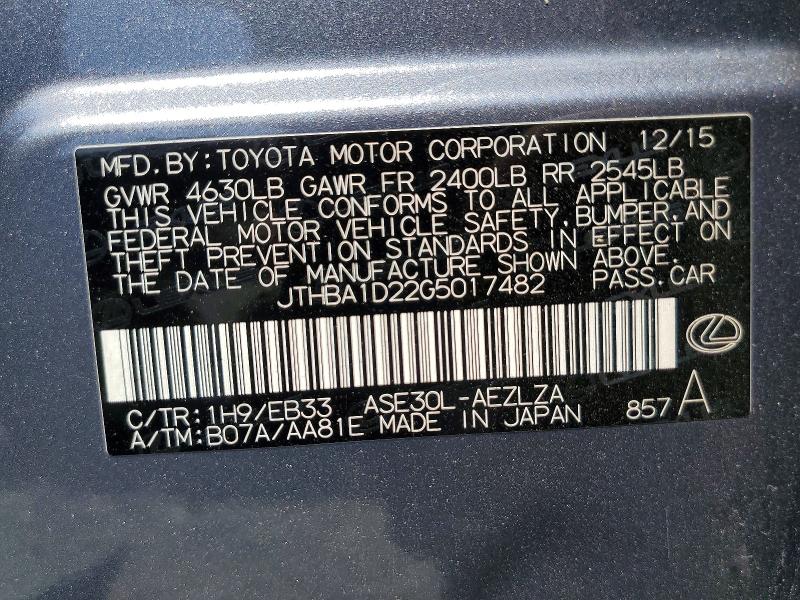 Продажа на аукционе авто 2016 Lexus Is, vin: JTHBA1D22G5017482, номер лота: 51535166