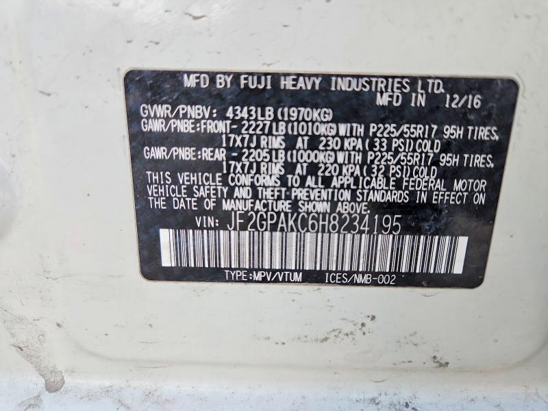 Aukcja sprzedaży 2017 Subaru Crosstrek, vin: JF2GPAKC6H8234195, numer aukcji: 50789936