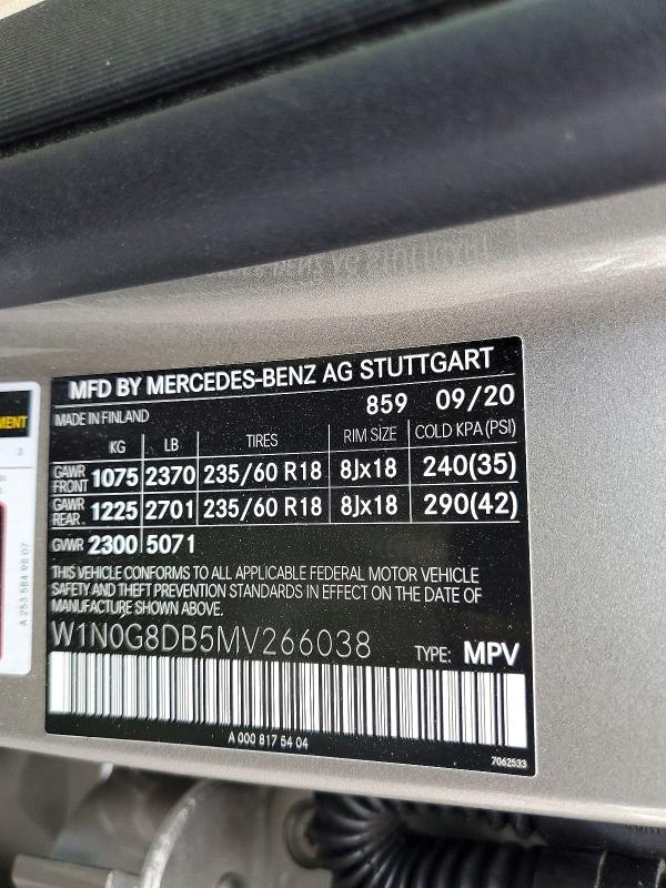 2021 Mercedes-benz Glc მანქანა იყიდება აუქციონზე, vin: W1N0G8DB5MV266038, აუქციონის ნომერი: 49252876