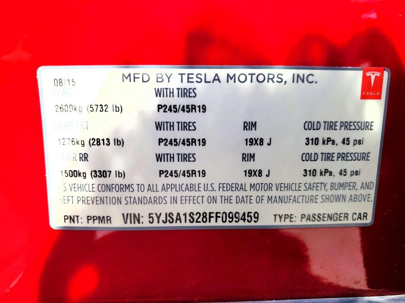 Aukcja sprzedaży 2015 Tesla Model S, vin: 5YJSA1S28FF099459, numer aukcji: 51904526
