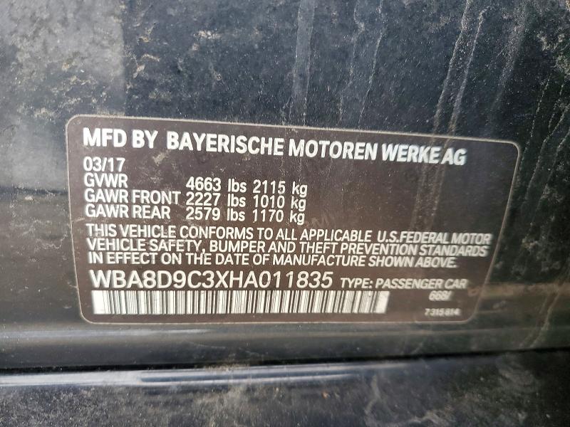 49893116 :رقم المزاد ، WBA8D9C3XHA011835 vin ، 2017 Bmw 330 مزاد بيع