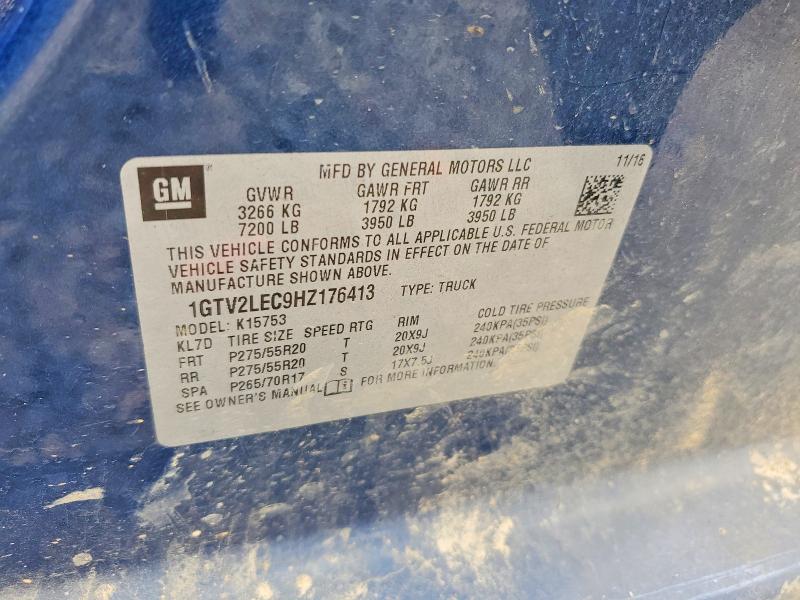 Продаж на аукціоні авто 2017 Gmc Sierra, vin: 1GTV2LEC9HZ176413, номер лоту: 48687386