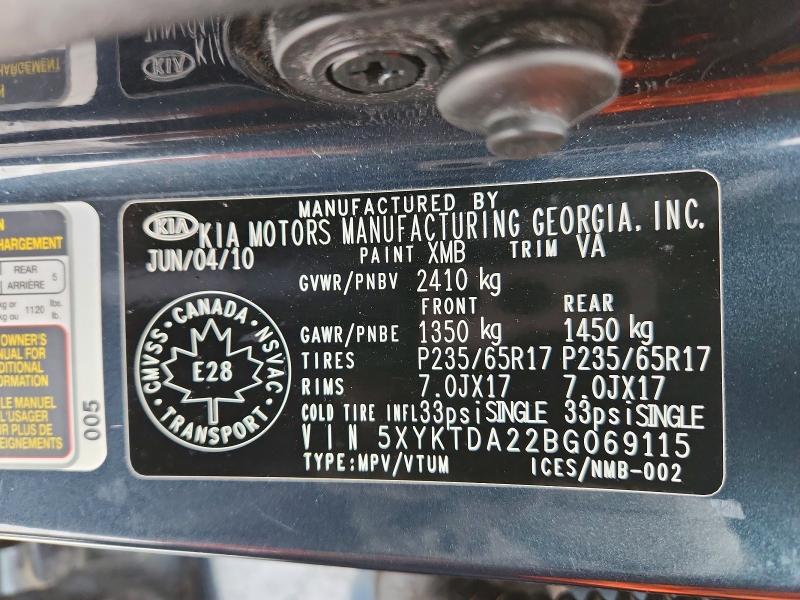 Aukcja sprzedaży 2011 Kia Sorento, vin: 5XYKTDA22BG069115, numer aukcji: 48336176