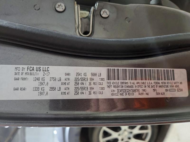 2017 Dodge Journey მანქანა იყიდება აუქციონზე, vin: 3C4PDDEG2HT608701, აუქციონის ნომერი: 48054146