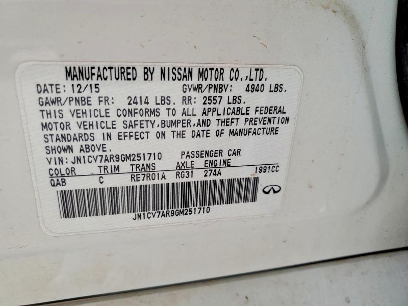 50507376 :رقم المزاد ، JN1CV7AR9GM251710 vin ، 2016 Infiniti Q50 مزاد بيع