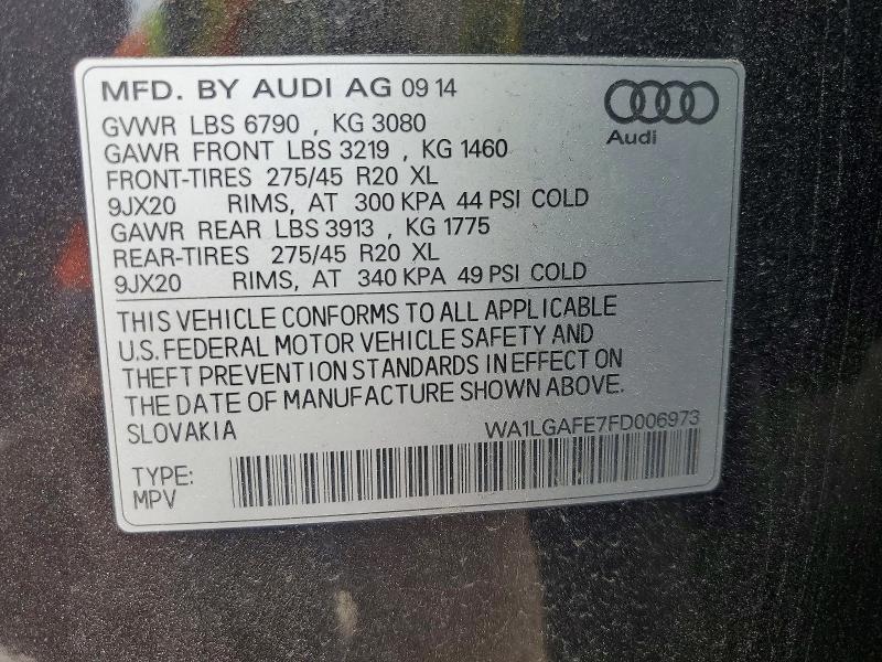 Aukcja sprzedaży 2015 Audi Q7, vin: WA1LGAFE7FD006973, numer aukcji: 51667976
