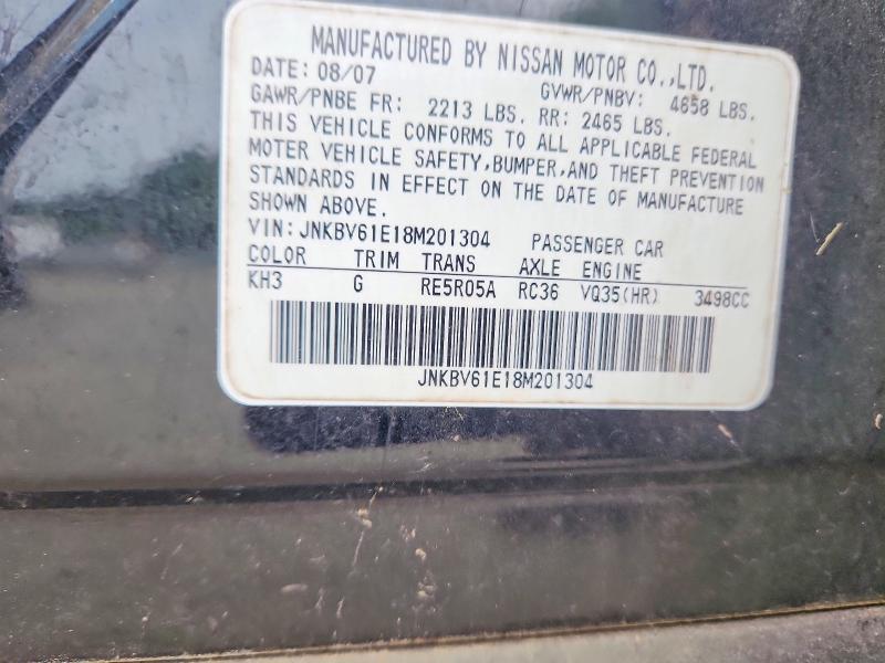 Aukcja sprzedaży 2008 Infiniti G35, vin: JNKBV61E18M201304, numer aukcji: 48197206