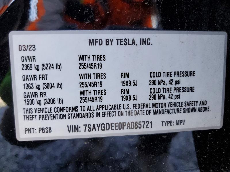 50902806 :رقم المزاد ، 7SAYGDEE0PA085721 vin ، 2023 Tesla Model Y مزاد بيع