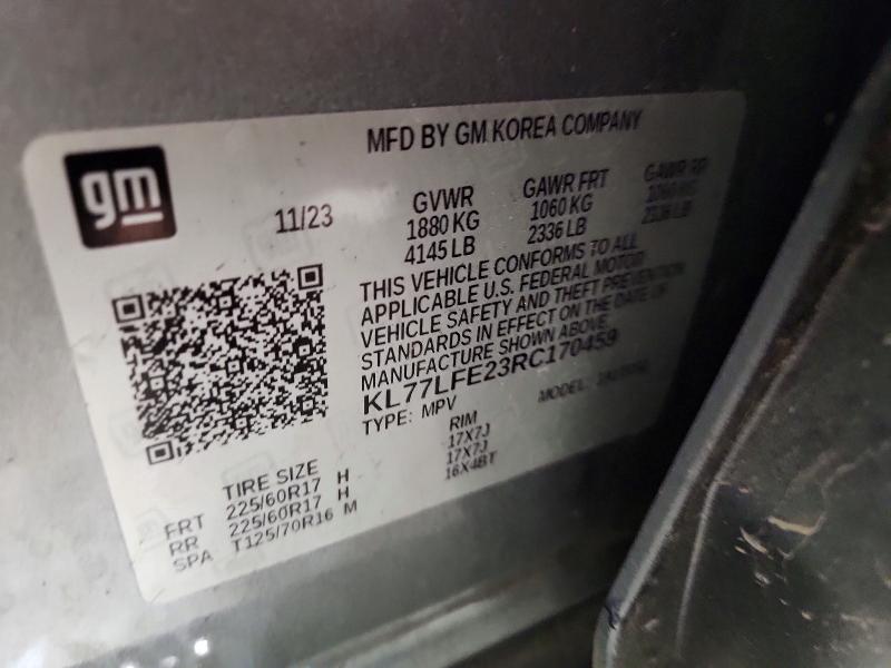 2024 Chevrolet Trax მანქანა იყიდება აუქციონზე, vin: KL77LFE23RC170459, აუქციონის ნომერი: 49653466