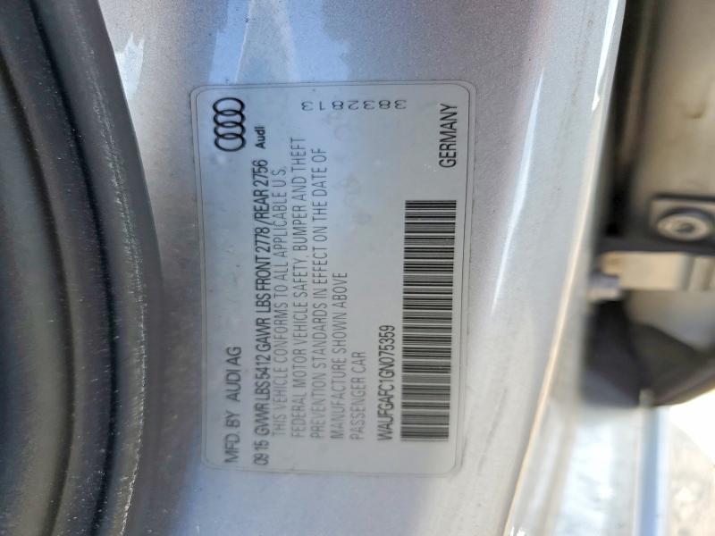 2016 Audi A6 მანქანა იყიდება აუქციონზე, vin: WAUFGAFC1GN075359, აუქციონის ნომერი: 51523556