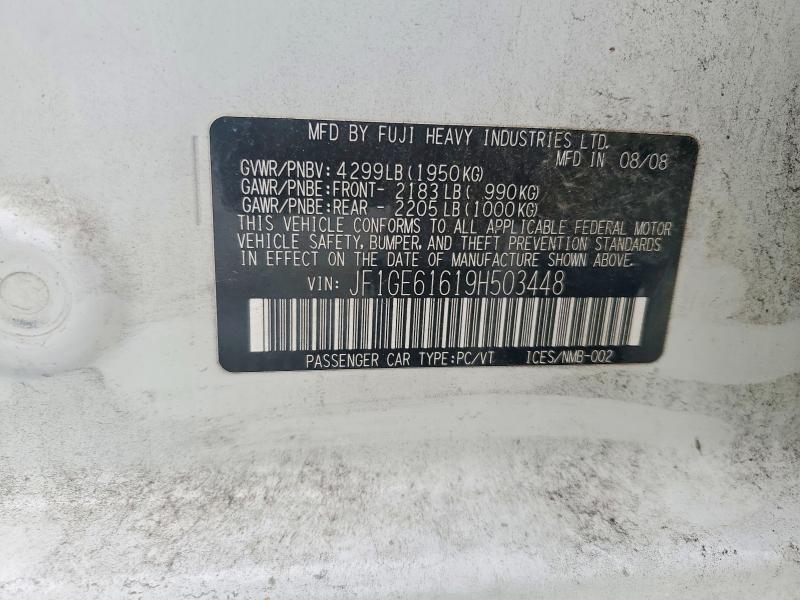 Aukcja sprzedaży 2009 Subaru Impreza, vin: JF1GE61619H503448, numer aukcji: 50524286