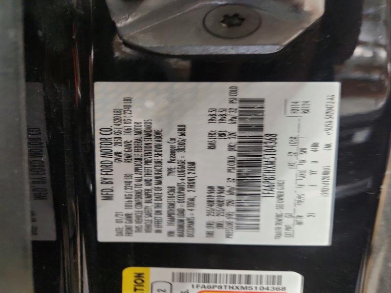 Продажа на аукционе авто 2021 Ford Mustang, vin: 1FA6P8THXM5104368, номер лота: 50461286