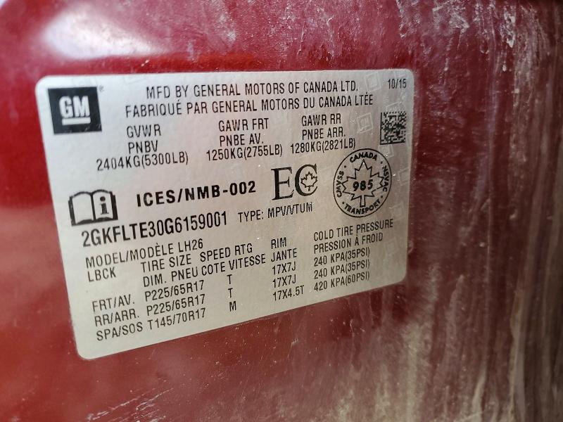 Auction sale of the 2016 Gmc Terrain, vin: 2GKFLTE30G6159001, lot number: 50091516