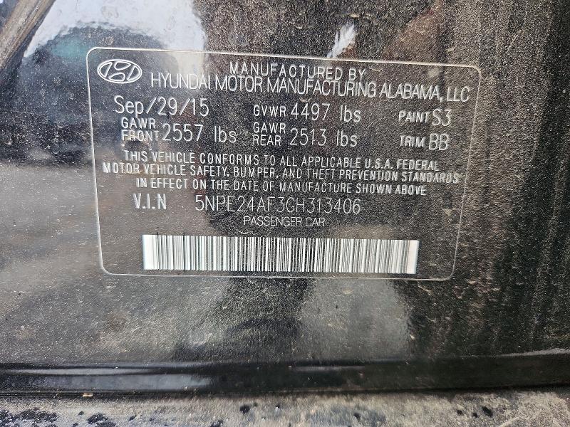 2016 Hyundai Sonata მანქანა იყიდება აუქციონზე, vin: 5NPE24AF3GH313406, აუქციონის ნომერი: 51472676