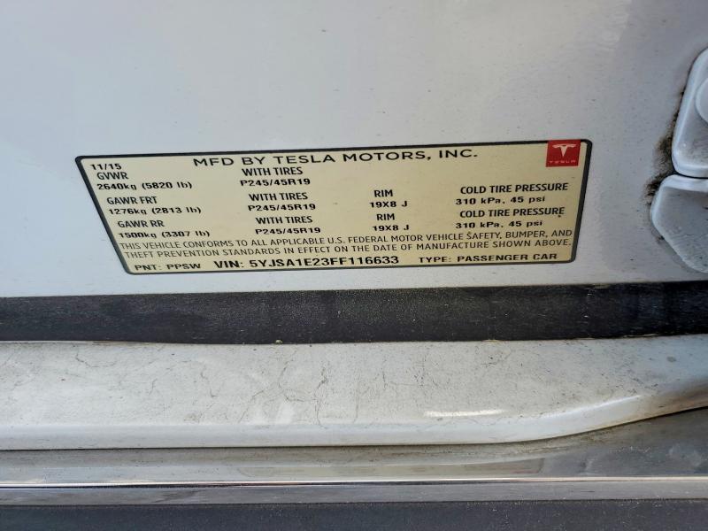 Продажа на аукционе авто 2015 Tesla Model S, vin: 5YJSA1E23FF116633, номер лота: 49614926