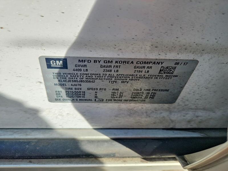 48604586 :رقم المزاد ، KL4CJESB5JB535542 vin ، 2018 Buick Encore مزاد بيع