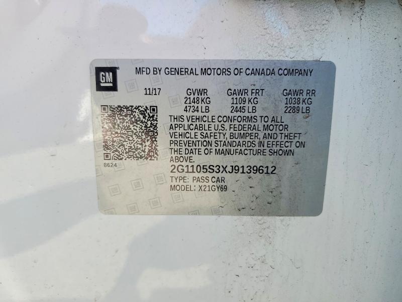 Продаж на аукціоні авто 2018 Chevrolet Impala, vin: 2G1105S3XJ9139612, номер лоту: 51492806