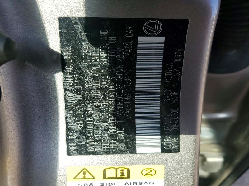 48224136 :رقم المزاد ، 58ABK1GGXHU053440 vin ، 2017 Lexus Es 350 مزاد بيع