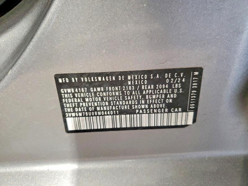 Aukcja sprzedaży 2024 Volkswagen Jetta, vin: 3VW5M7BU0RM044011, numer aukcji: 48629826