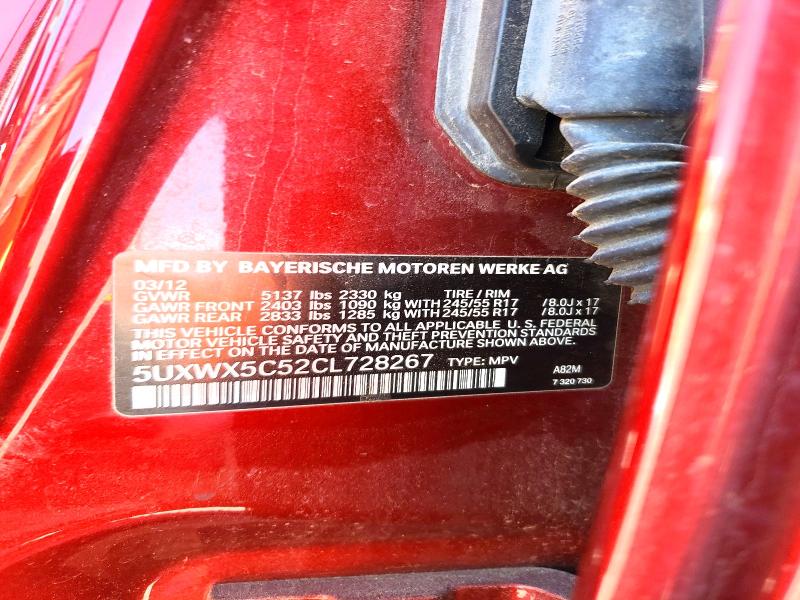 51094006 :رقم المزاد ، 5UXWX5C52CL728267 vin ، 2012 Bmw X3 مزاد بيع