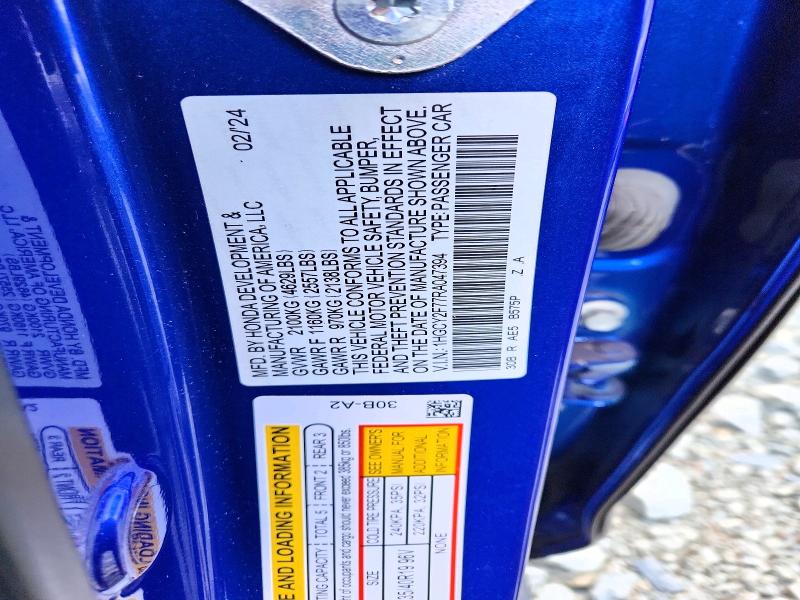 Aukcja sprzedaży 2024 Honda Accord, vin: 1HGCY2F77RA047394, numer aukcji: 49173346