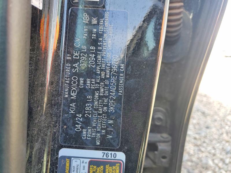 50578646 :رقم المزاد ، 3KPF24AD5RE796780 vin ، 2024 Kia Forte مزاد بيع