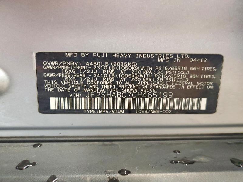 51886486 :رقم المزاد ، JF2SHABC7CH465199 vin ، 2012 Subaru Forester مزاد بيع