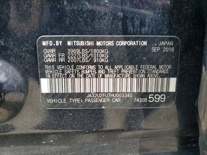 Продаж на аукціоні авто 2017 Mitsubishi Lancer, vin: JA32U2FU7HU003340, номер лоту: 48309296