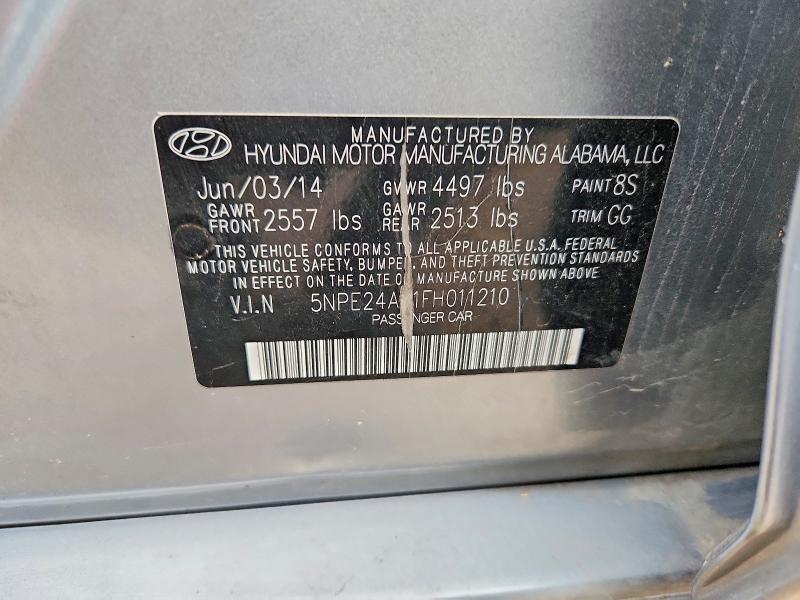 50854276 :رقم المزاد ، 5NPE24AF1FH011210 vin ، 2015 Hyundai Sonata مزاد بيع