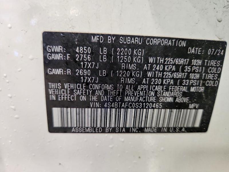 Продаж на аукціоні авто 2025 Subaru Outback, vin: 4S4BTAFC0S3120465, номер лоту: 50466366