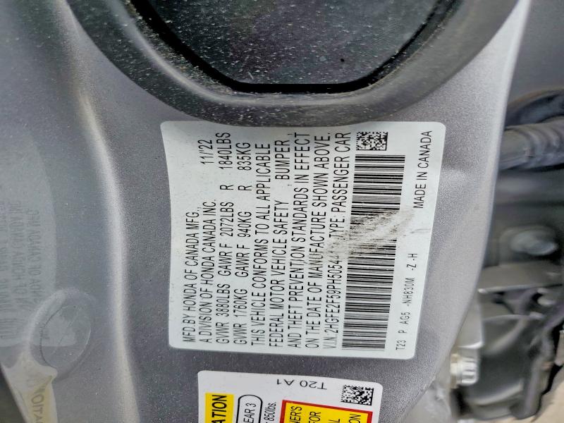 49889006 :رقم المزاد ، 2HGFE2F59PH505441 vin ، 2023 Honda Civic مزاد بيع