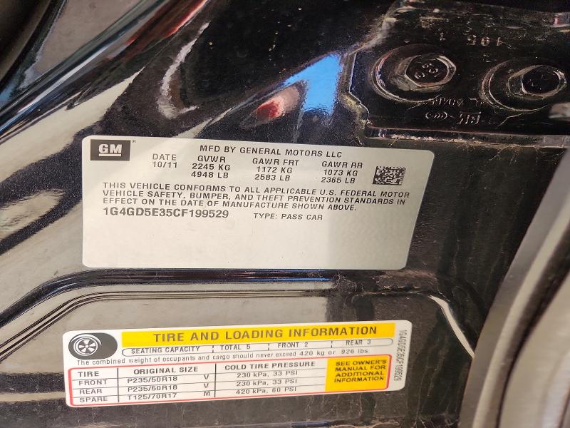 Продаж на аукціоні авто 2012 Buick Lacrosse, vin: 1G4GD5E35CF199529, номер лоту: 50480546