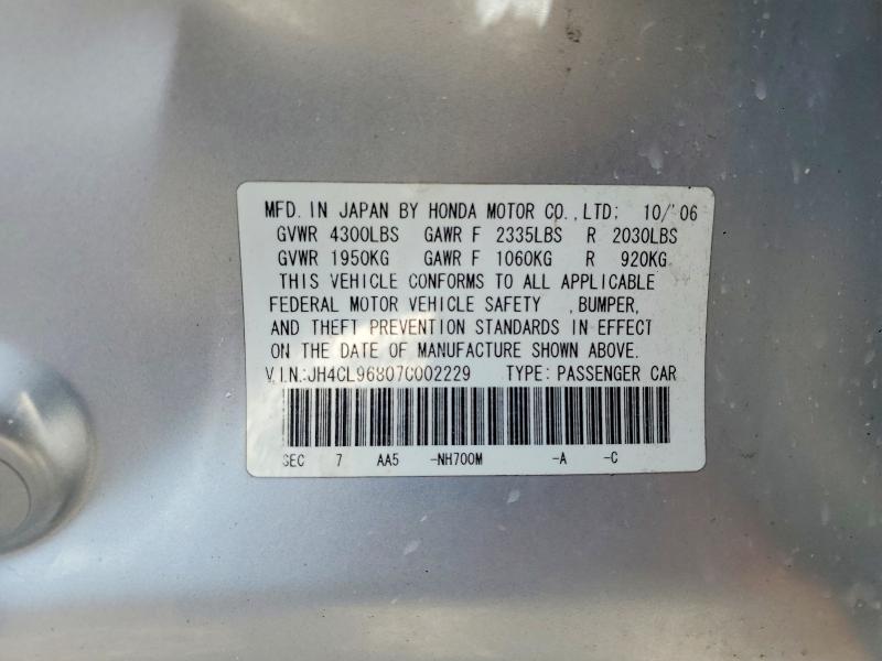 Aukcja sprzedaży 2007 Acura Tsx, vin: JH4CL96807C002229, numer aukcji: 50807836