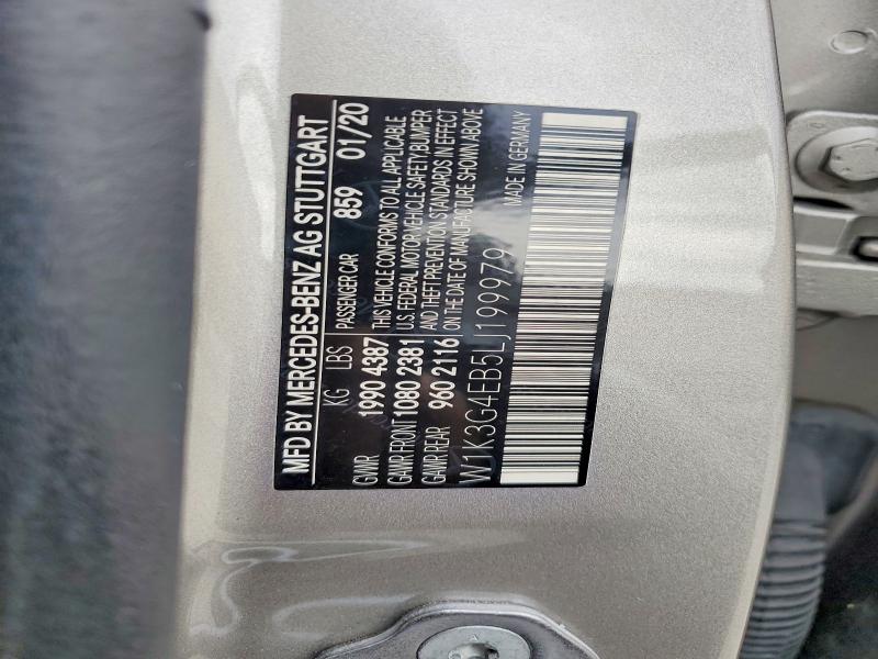 51081626 :رقم المزاد ، W1K3G4EB5LJ199979 vin ، 2020 Mercedes-benz A مزاد بيع