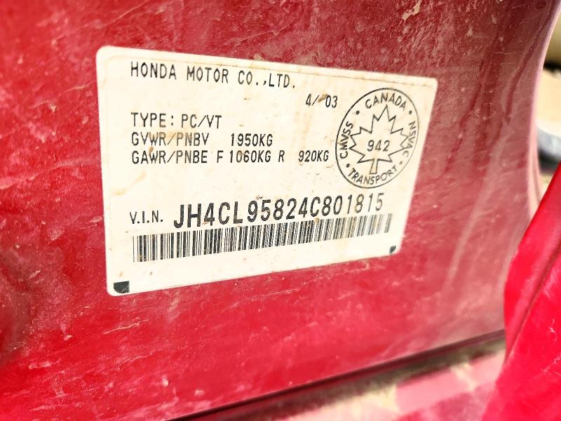 2004 Acura Tsx მანქანა იყიდება აუქციონზე, vin: JH4CL95824C801815, აუქციონის ნომერი: 48712006