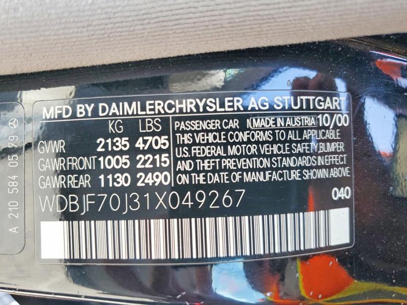 Продажа на аукционе авто 2001 Mercedes-benz E, vin: WDBJF70J31X049267, номер лота: 51195246