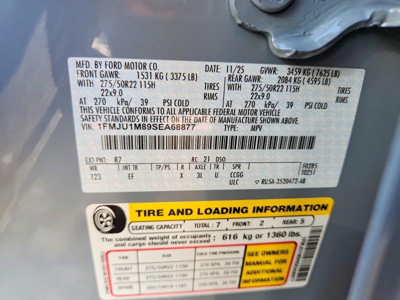 2025 Ford Expedition მანქანა იყიდება აუქციონზე, vin: 1FMJU1M89SEA68877, აუქციონის ნომერი: 49908466