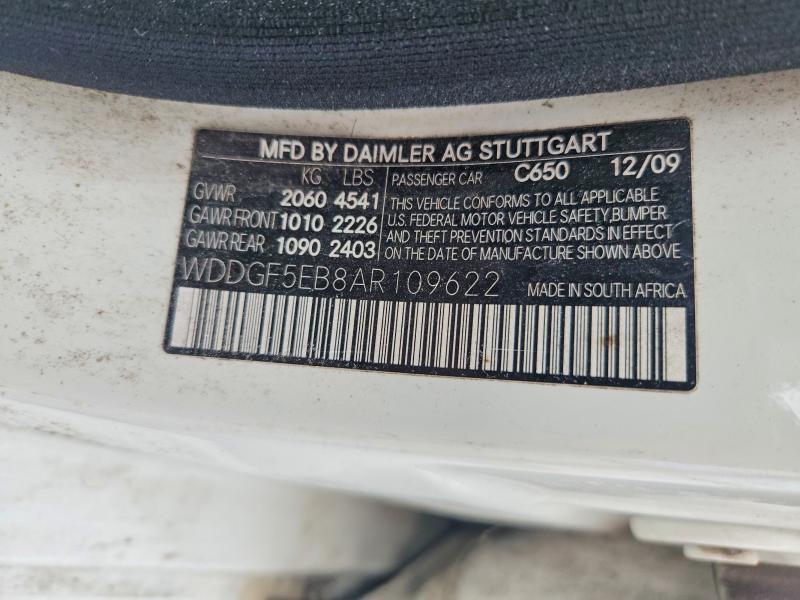 Продаж на аукціоні авто 2010 Mercedes-benz C, vin: WDDGF5EB8AR109622, номер лоту: 49467216