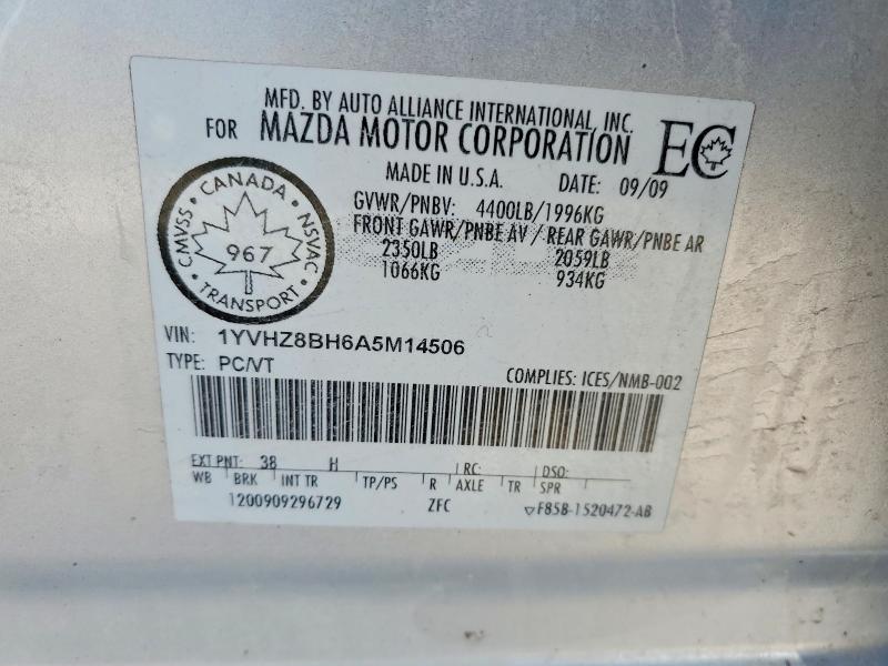 Aukcja sprzedaży 2010 Mazda 6, vin: 1YVHZ8BH6A5M14506, numer aukcji: 48008606