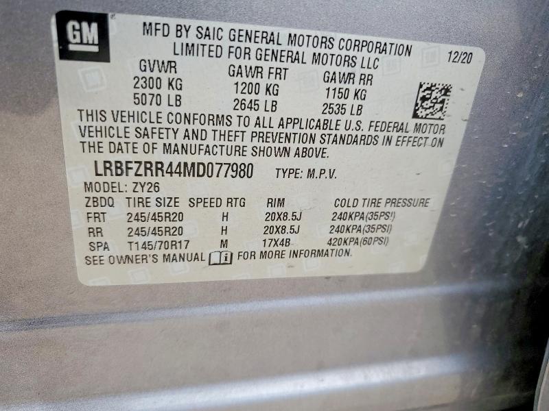 Aukcja sprzedaży 2021 Buick Envision, vin: LRBFZRR44MD077980, numer aukcji: 50273466