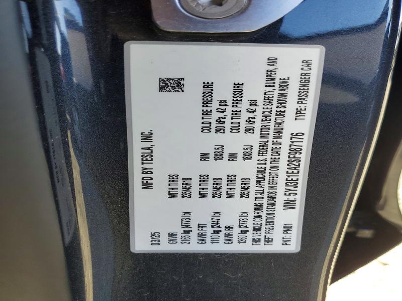 Продажа на аукционе авто 2025 Tesla Model 3, vin: 5YJ3E1EA2SF987176, номер лота: 50923966