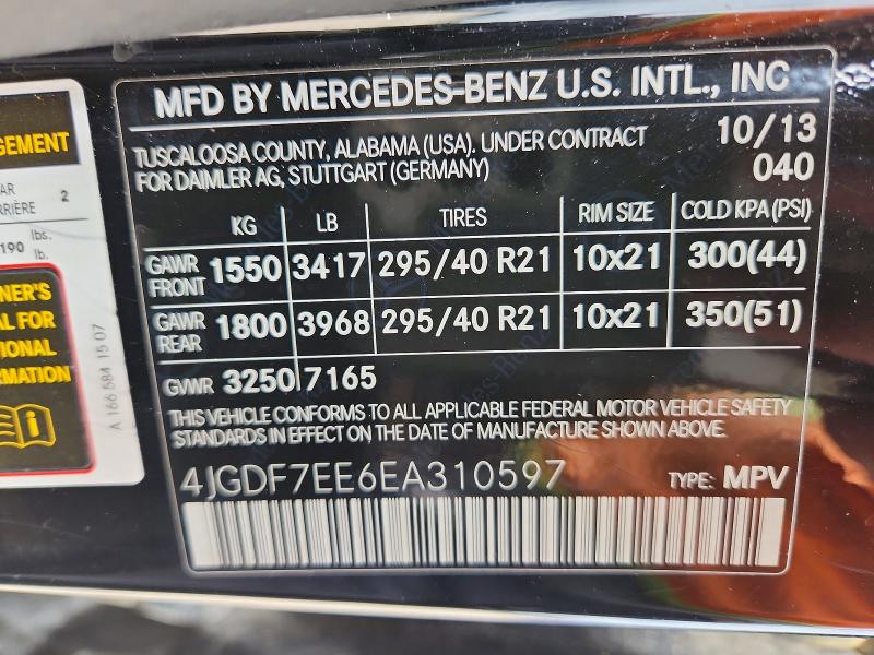 Aukcja sprzedaży 2014 Mercedes-benz Gl, vin: 4JGDF7EE6EA310597, numer aukcji: 49452516