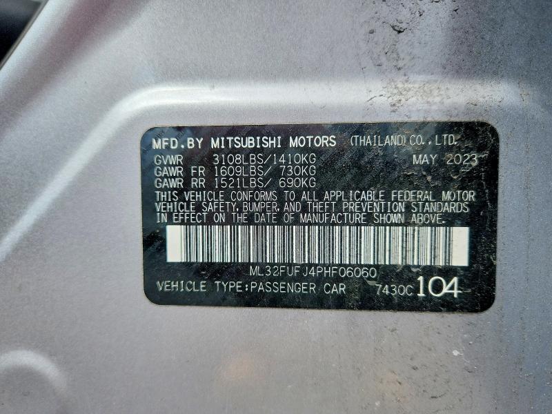 Продаж на аукціоні авто 2023 Mitsubishi Mirage, vin: ML32FUFJ4PHF06060, номер лоту: 50214136