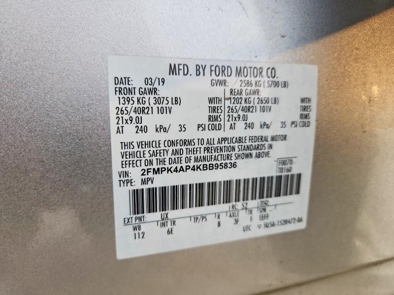 Продажа на аукционе авто 2019 Ford Edge, vin: 2FMPK4AP4KBB95836, номер лота: 48140016